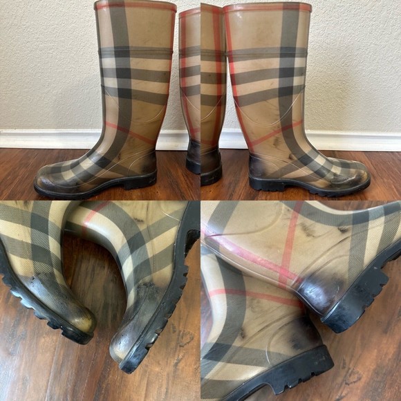 AUTHENTIC BURBERRY LONDON Mid-Calf Rain Boots in Signature Plaid - Picture 8 of 11